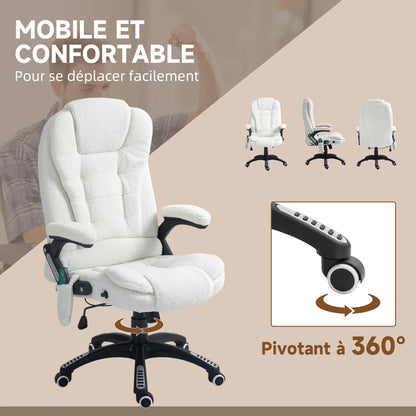 High-Tech Executive Office Chair with Lumbar Heating, 360° Swivel Breathable Fabric Chair with Remote Control, 120kg Load Capacity