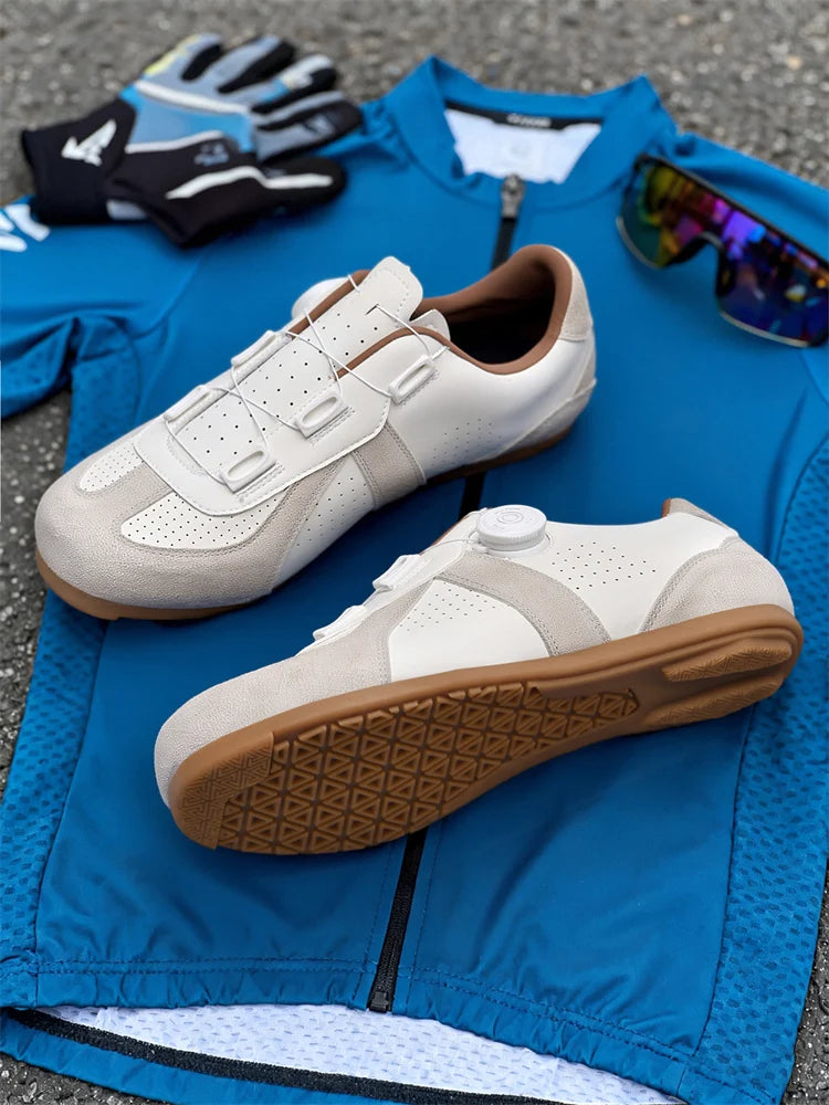 Scarpe da mountain bike da donna senza chiusura, senza tacchette, scarpe da ciclismo su strada RB Speed con suola in gomma, scarpe da ciclismo da uomo con suola in gomma