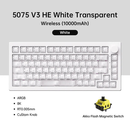 Akko 5075 V3 HE Magnetic Keyboard 75% Custom Mechanical Gaming Keyboard Rapid Trigger 0.005mm 8K Polling Rate ARGB