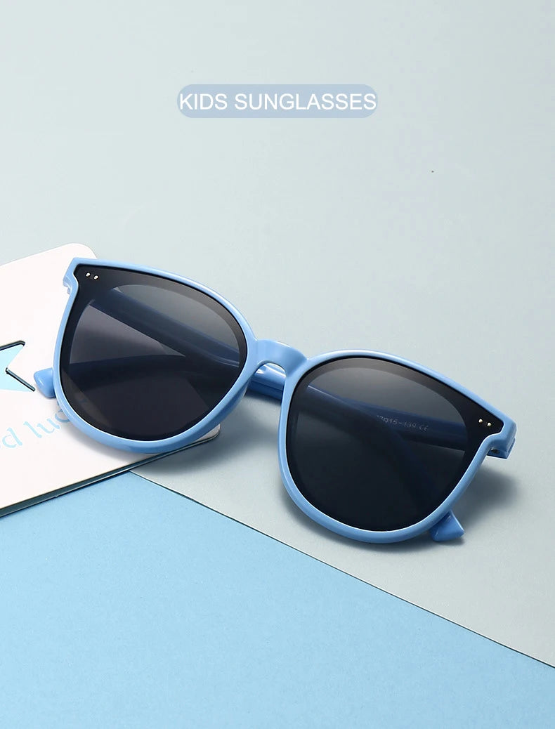 3-12 Years Kids Polarized Sunglasses Boys' Cool Girls Soft TPEE Frame Cat Eye Design Fashion Sun UV400 Protection Oval Glasses