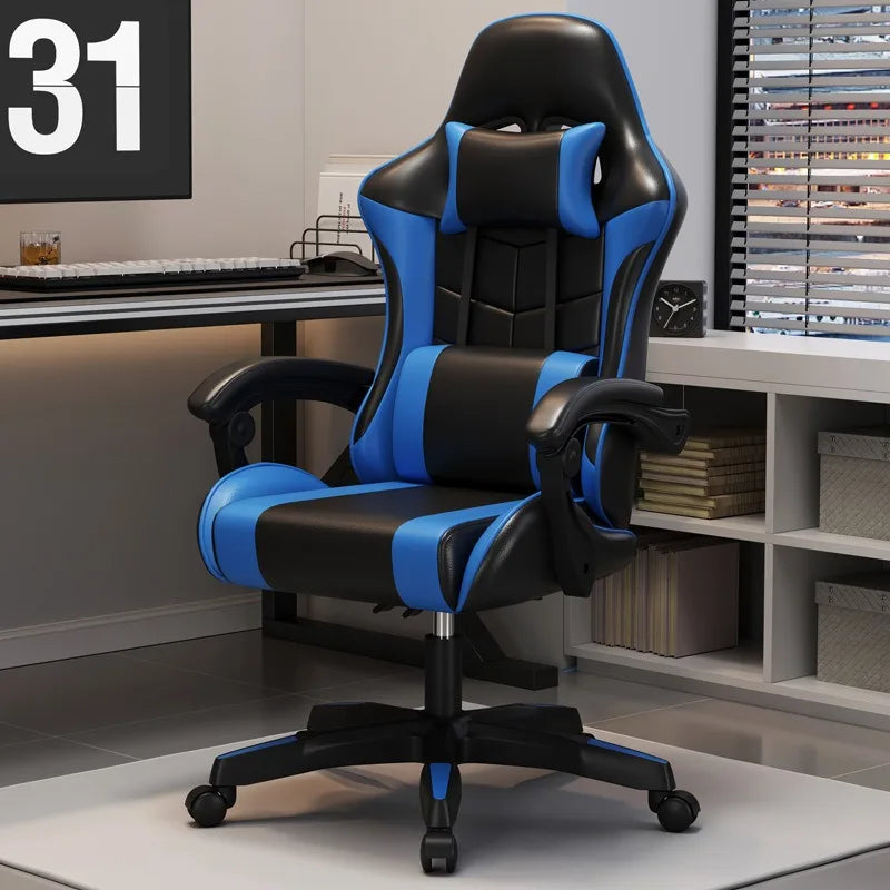 Ergonomic Racing Gaming Chair with Lumbar Support, Adjustable Swivel PU Leather Computer Chair with Headrest for Office & Home