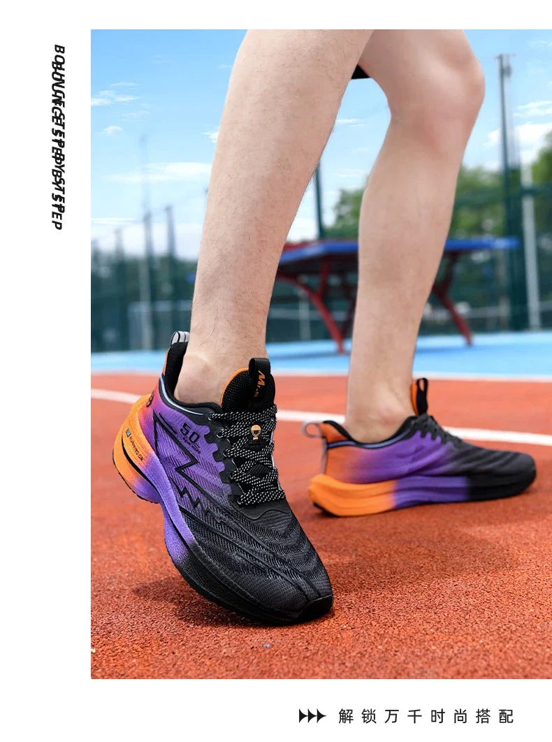 Herren-Sportschuhe – professionelle, gedämpfte Laufschuhe mit Carbonplatte, atmungsaktive Schnür-Sneaker für Freizeit, Marathon und Training