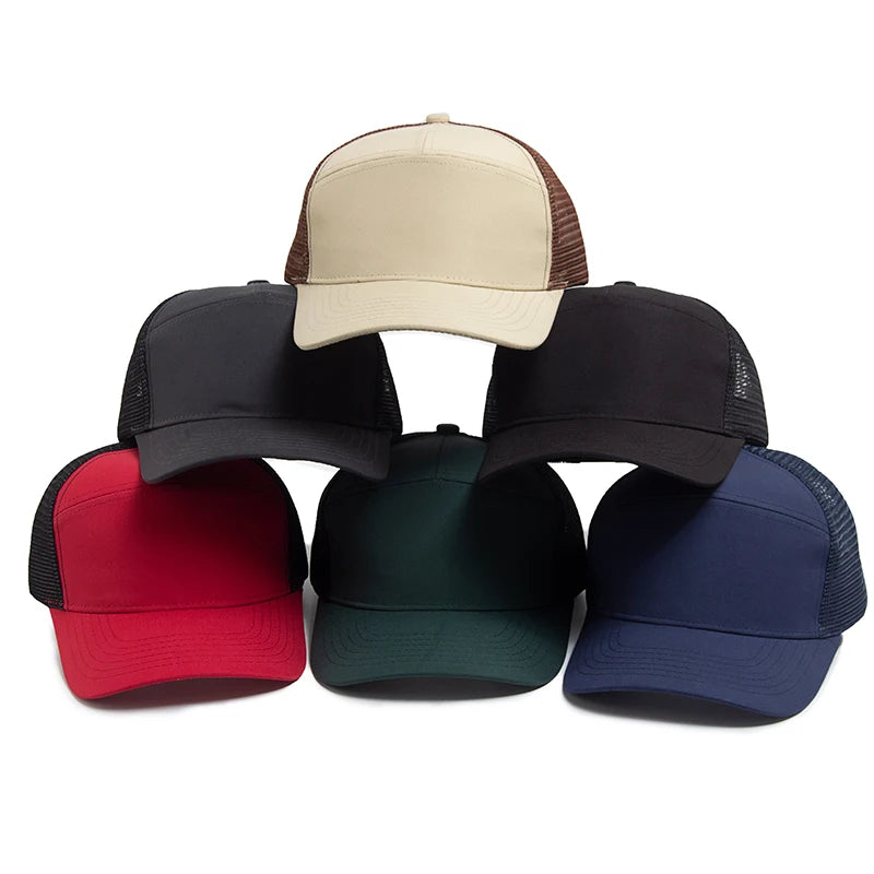 Summer 7 Panel Baseball Cap Fashion Hip Hop Mesh Caps Men Truckers Hat Visor Hardtop Snapback Women Unisex Cool New Brand