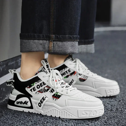Zapatillas de hombre tipo skate para verano, en cuero, informales y de moda, para exterior, running, deporte, senderismo y tenis, con plataforma, diseño de lujo