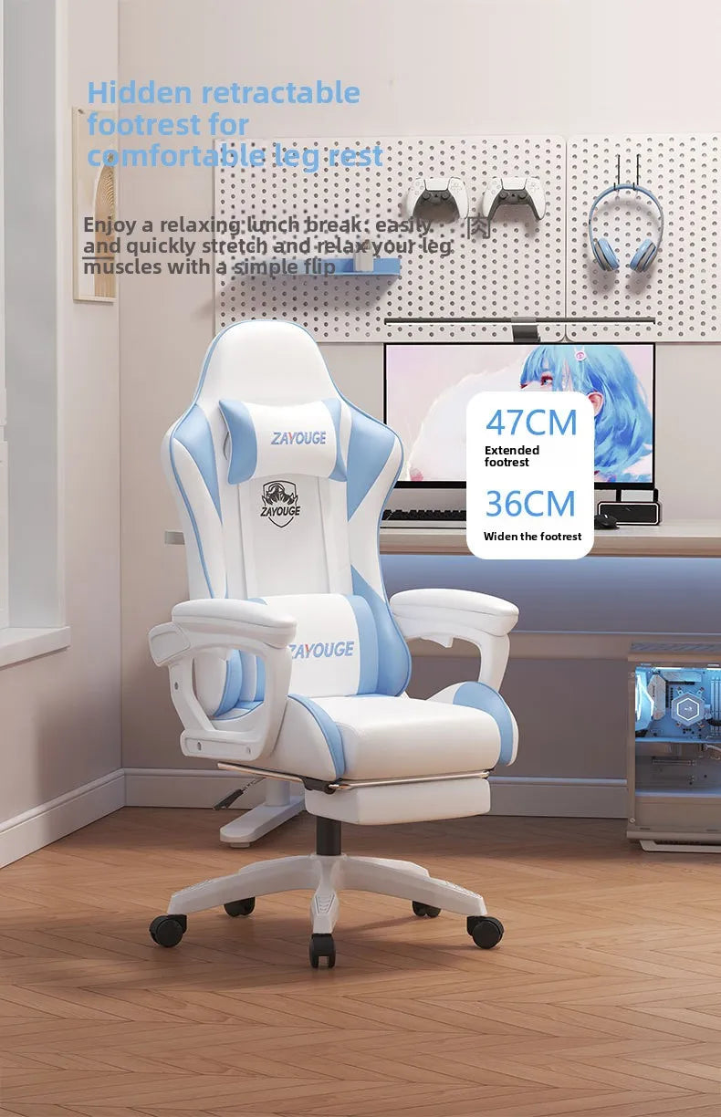 Ergonomic Gaming Chair Office Chair with Adjustable Height, Reclining Backrest, Swivel Roller Computer Chair for Home Study & Work
