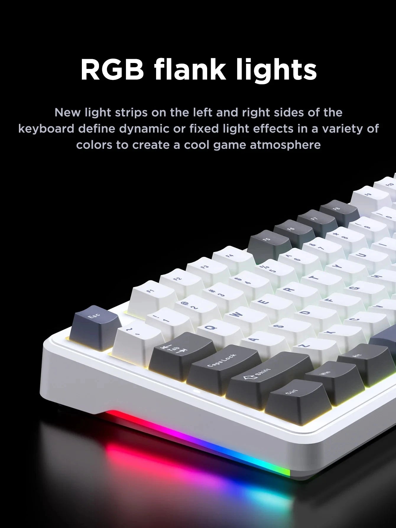 Teclado Mecânico AULA F87 Pro 2.4g/USB/Bluetooth sem fios trimodo, 87 teclas, RGB, PBT, estrutura gasket, 5 camadas de isolamento acústico, teclas completas sem impacto