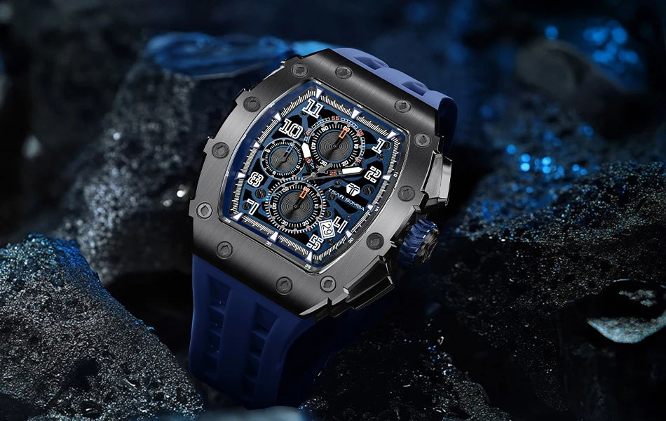 TSAR BOMBA New TB8204 Watch for Men, Japan Quartz Chronograph, 50M Waterproof Wristwatch, Fashion Sport Clock, Luxury Gift