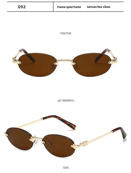 Frameless Ellipse Sunglasses, UV400 Protection Lightweight Design, Fashionable for Daily Wear & Outdoor