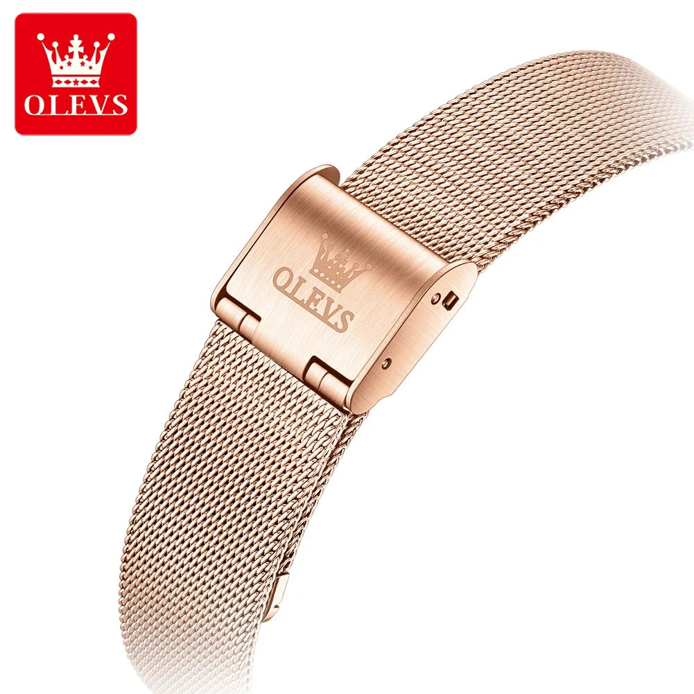 OLEVS New Woman Watch Luxury Brand Quartz Watch Elegant Rose Gold Digital Waterproof Watches Simple Bracelet Women's Watch 5653