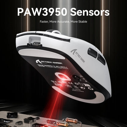 Ratón gaming Attack Shark R6 ultraligero de 38g, PAW3950, tasa de sondeo 8K, inalámbrico, Nordic 52840, 24000DPI, triple modo