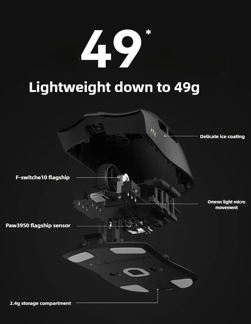 Nuovo mouse gaming wireless ultraleggero ATK X1 SE Starlight PAW3395 26K DPI, driver Hub Page, 1000Hz, accessori per giocatori PC