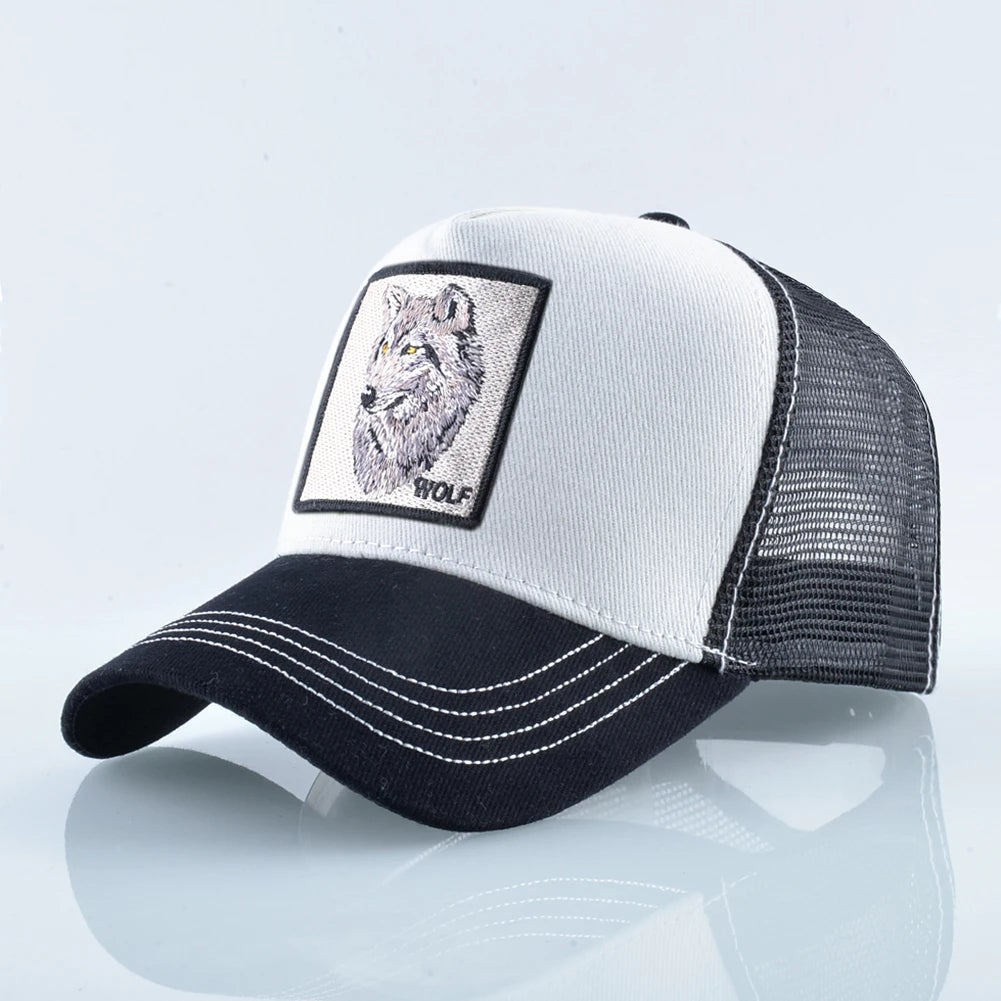 Fashion Baseball Cap With Embroidery Wolf Patch Snapback Hip Hop Trucker Caps Men Women Outdoor Breathable Visor Hat