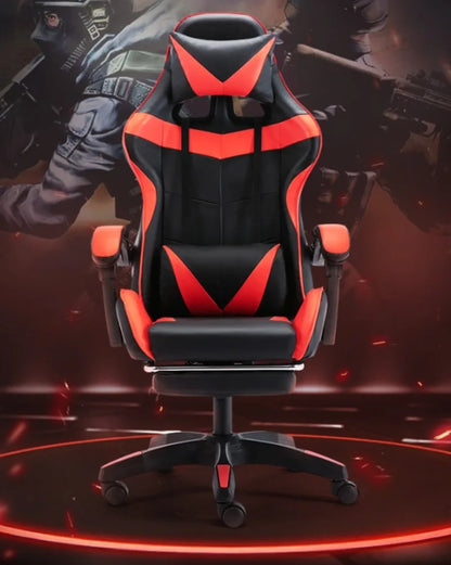 Ergonomic Racing Gaming Chair with Lumbar Support, Adjustable Swivel PU Leather Computer Chair with Headrest for Office & Home