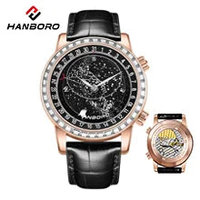 Montre mécanique pour homme HANBORO – Mouvement automatique, alarme, sonnerie horaire, étanche jusqu'à 100 m, verre saphir, boîtier en acier, style élégant et unique.