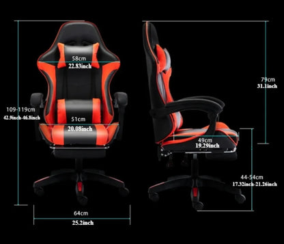 Ergonomic Racing Gaming Chair with Lumbar Support, Adjustable Swivel PU Leather Computer Chair with Headrest for Office & Home