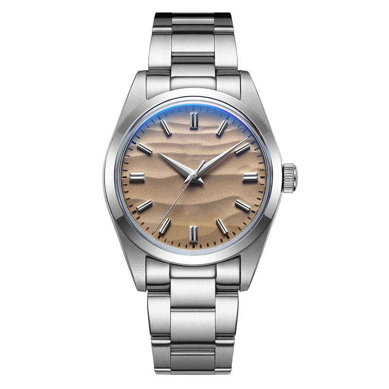 ADDIESDIVE Hot Sale AD2030 Without LOGO Watch Stainless Steel 100M Waterproof Quartz Watches 3D Sand Dial Men's Wristwatch Dress