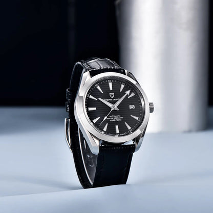 Luxusuhr für Herren von PAGANI DESIGN – Mechanisches Automatikmodell (Kaliber 8215), aus Edelstahl, wasserdicht, mit Datumsanzeige und leuchtenden Zeigern