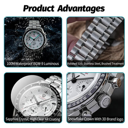Relógio Masculino Watchdives New Wd1863 Quartz VK63 Chronograph, Safira Abaulada, Impermeável, 39Mm, Aço, Marca Premium, Luxo Business