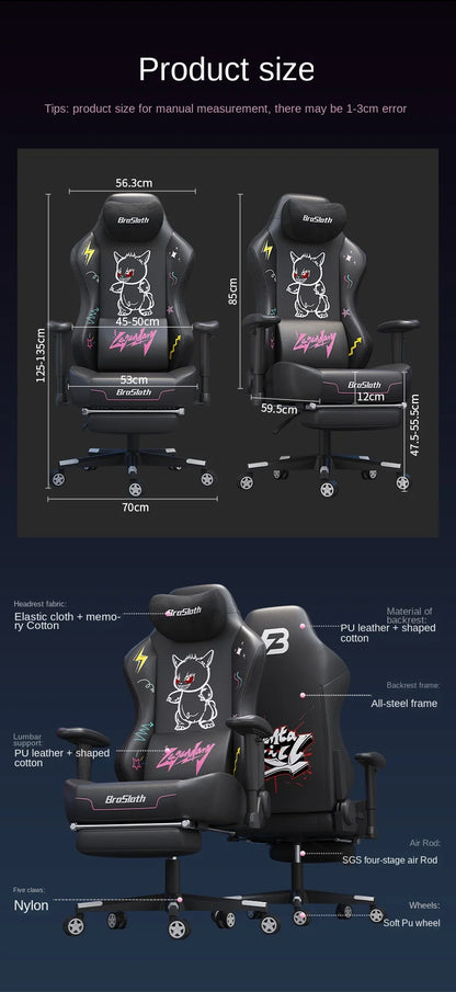 S8 Gaming Chair with 3D Armrests, Adjustable Backrest, Computer Office Chair, Nylon Feet, Gaming Streamer Chair