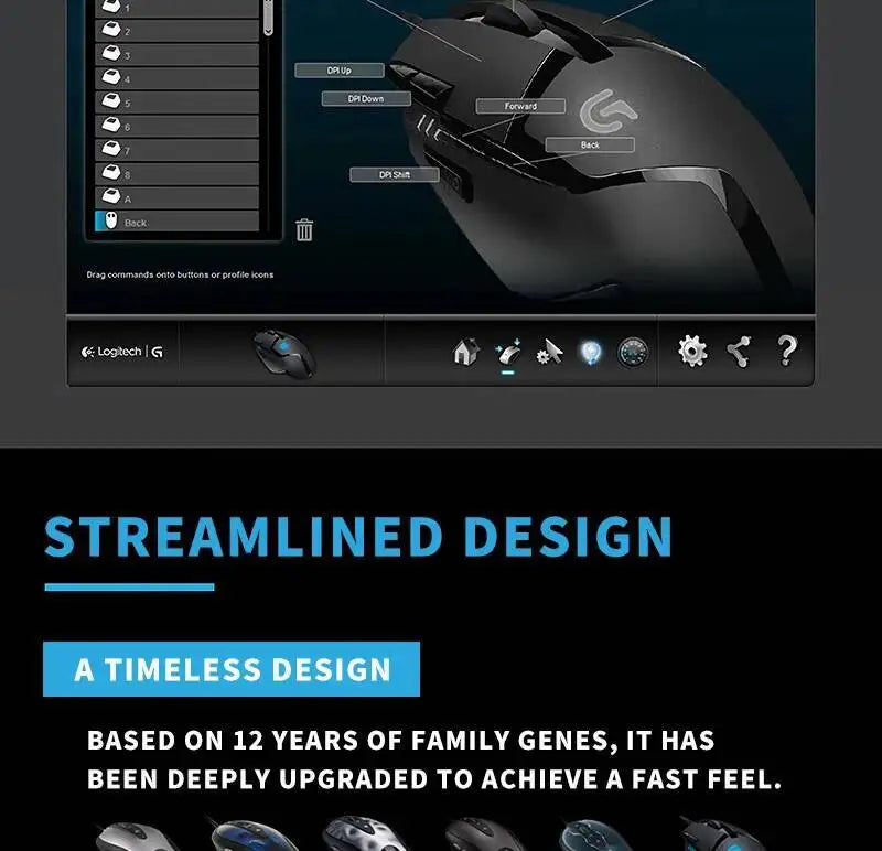Mouse gaming cablato Logitech G402, processore ARM a 32 bit, 8 pulsanti, 500 IPS, antiscivolo, per sessioni di gioco e lavoro per tutto il giorno