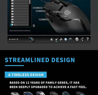 Ratón gaming Logitech G402 con tecnología Fusion Engine, 4 ajustes de DPI, procesador de 32 bits y diseño antideslizante para gaming competitivo profesional