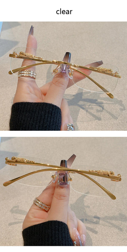 Cycling 12pcs Brand Leopard Rimless Rectangle Sunglasses Fashion Y2K Frameless Sun Glasses Shades for Women Men UV400