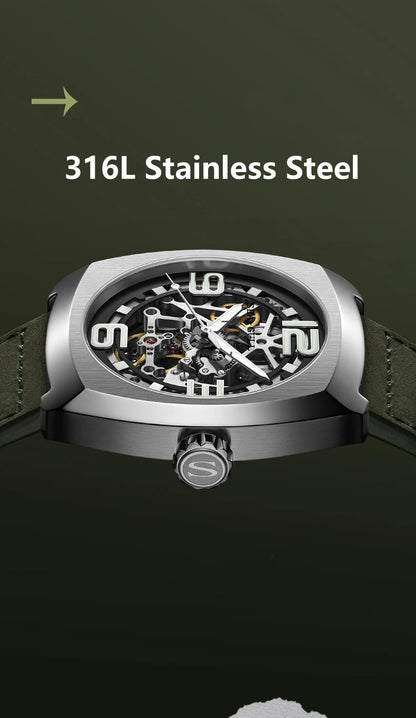 2025 Seagull Men's Mechanical Watches 44MM Skeleton Dial Luxury Man Wristwatch Sapphire Stainless Steel Waterproof Clock 6167