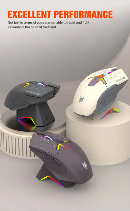 Mouse wireless Bluetooth dual-mode XUNSVFOX H2 con effetti di illuminazione RGB, per laptop, gaming e ufficio, ricarica magnetica