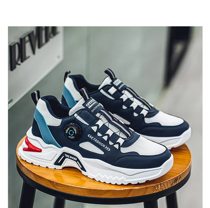 Koreanische Herren-Sportschuhe mit drehbarer Schnalle, modische Freizeitschuhe für alle Jahreszeiten, weiche rutschfeste Sohle, Outdoor-Laufschuhe, Studenten-Sneaker