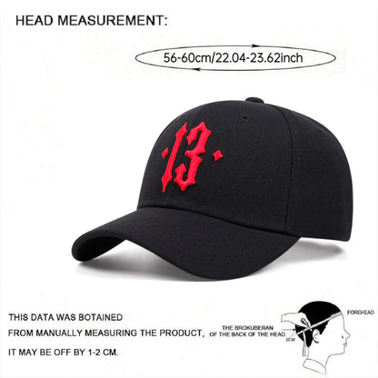 New No.13 Embroidered Baseball Hat Simple Men's Fashion Hip Hop Hat Casual Decorative Hat Women's Outdoor Sports Sunscreen Hat