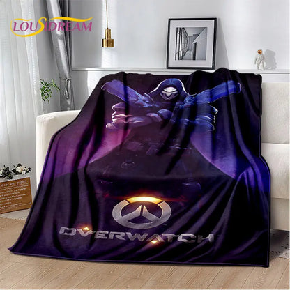 Overwatch Gamer DVA Reaper Manta Macia de Peluche, Manta de Flanela para Sala de Estar, Quarto, Cama, Sofá, Piquenique, Criança, 3D