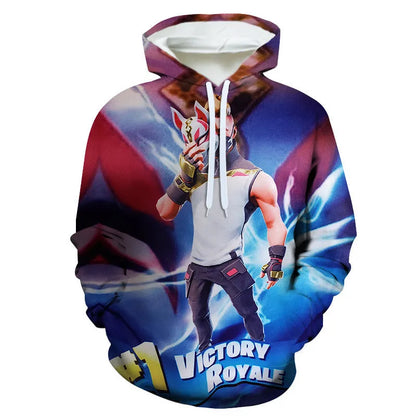 Children's Fortnite 2024 Sweatshirt, 3D Digital Printed Hoodie, Men's and Women's Pullover Jacket, Long Sleeve Children's Gift