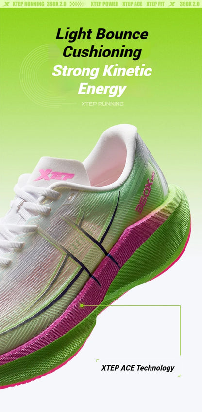 Xtep 360X 2.0 Professional Marathon Running Shoes Men's Racing Carbon Plate Shock Absorbent Sports Training Shoes 975219110035