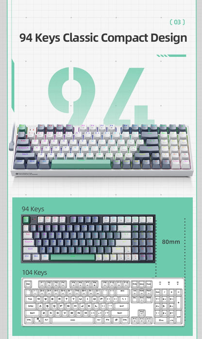 Tastiera meccanica MACHENIKE K500 cablata da gaming K500-B94 Hot Swappable, 94 tasti, layout 90%, retroilluminazione RGB per PC e laptop