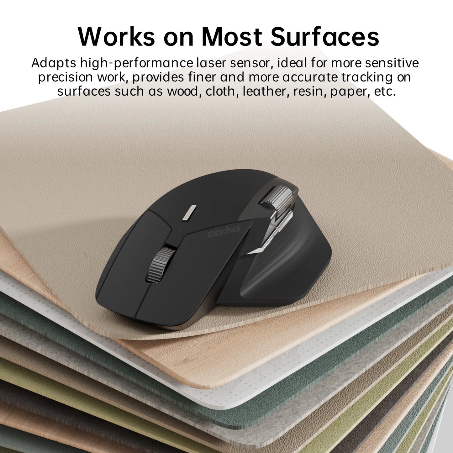Rapoo MT760/MT760Mini Multi-mode Rechargeable Wireless Bluetooth Mouse Ergonomic 4000 DPI Support Up to 4 Devices Office Mice