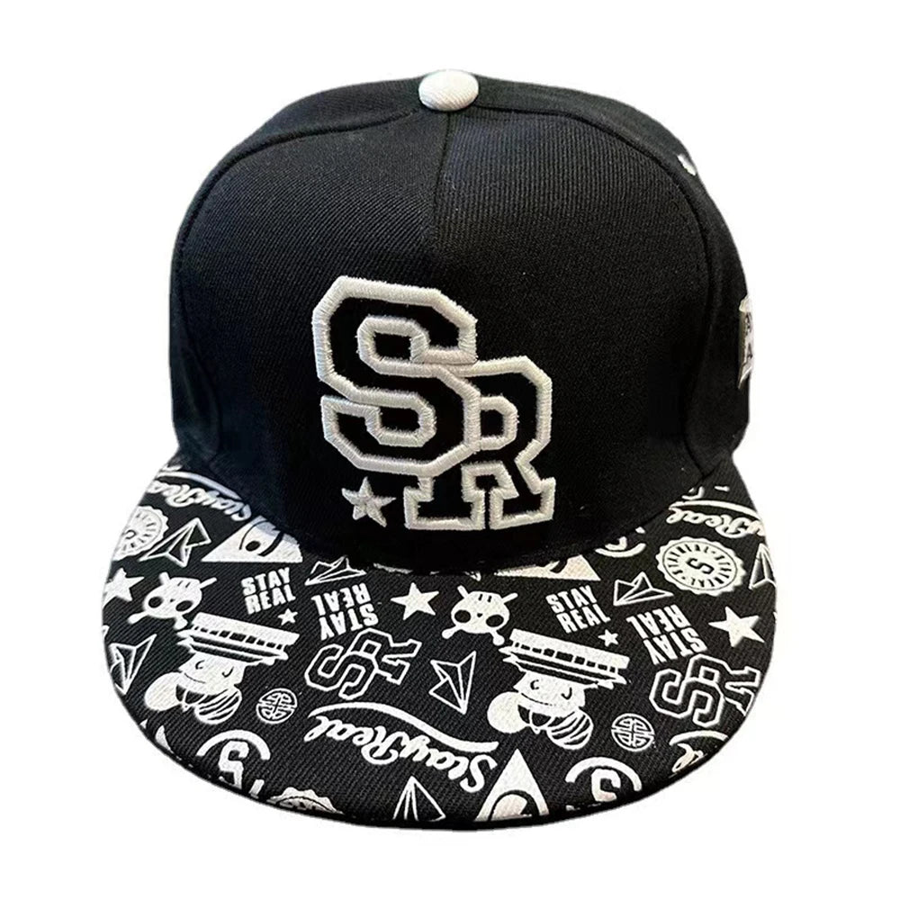Men's Letter Embroidery Tide All-Match Flat Brim Baseball Cap Ladies Summer Hip-Hop Hat Outdoor Shade Adjustable Peaked Cap