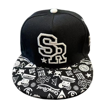 Men's Letter Embroidery Tide All-Match Flat Brim Baseball Cap Ladies Summer Hip-Hop Hat Outdoor Shade Adjustable Peaked Cap