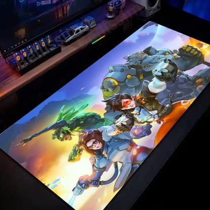 Tapete de Rato Gaming Grande Overwatch para PC, Tapete de Secretária Kawaii Rosa Fofo para Teclado e Portátil, Acessório Gaming HD