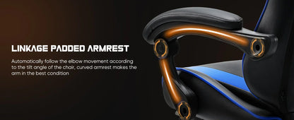 Ergonomic Racing Gaming Chair with Lumbar Support, Adjustable Swivel PU Leather Computer Chair with Headrest for Office & Home