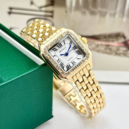 New Women Watch Light Luxury Brand Business Gold Stainless Steel Ladies Fashion Quartz Watches Female Clock Bracelet Wristwatch