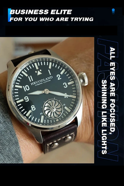 Hruodland Pilot St3620 Retro Men's Manual Mechanical Watch Luxury Sapphire Bgw-9 Night Light Turbine Waterproof 5Bar