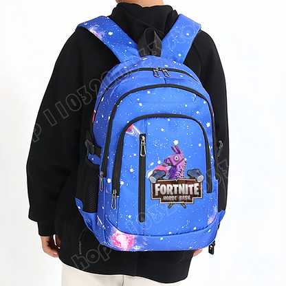 Mochila Fortnite Céu Estrelado de Grande Capacidade, Impermeável, com Compartimento para Portátil e Estampado de Personagem do Jogo, para Estudantes, Rapazes e Raparigas, Regresso às Aulas