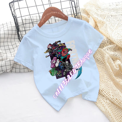 Fortnites Children T-shirts Game Cartoon Printed Figures Fortress Night Tees Game Short Sleeves Tops Summer Boys Girls Clothes