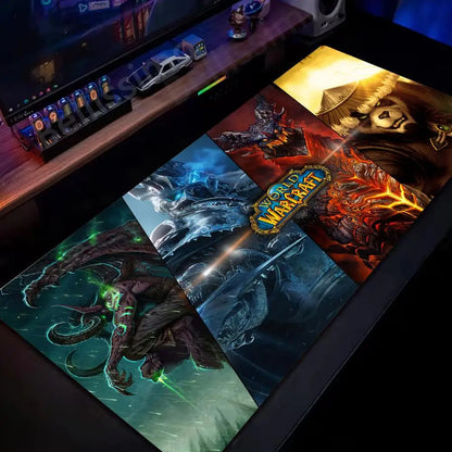 Naturelle Horde Alliance-muismat van rubber, grote bureaumat voor computer en toetsenbord, HD World of Warcraft-gamingmuismat met snelheidsoppervlak en gestikte rand