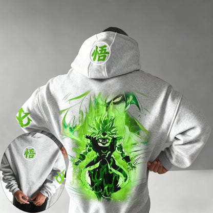 Sweatshirt com Capuz Dragon Ball Anime Broli Estampada Outono/Inverno Nova para Homem e Mulher, Corte Largo Casual Harajuku, Tamanho Grande, Modelo Pai e Filho