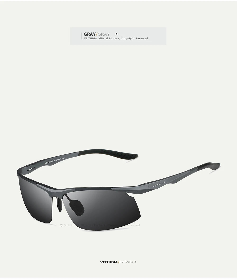 VEITHDIA Men's Sunglasse Outdoor Polarized UV400 Lens Rectangle Rimless Driving Fishing Sun Glasses Sports Eyewear For Male 6535