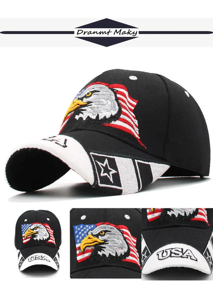 New Men's Animal Baseball Cap Patriotic Bald Eagle and American Flag Snapback Caps For Women USA 3D Embroidery Farm Trucker Hats