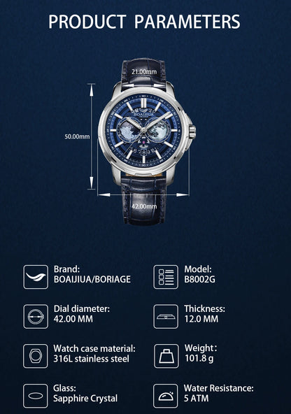 BORIAGE(BOAIJIUA) Fully Automatic Mechanical Men's Watch Original Design Mechanical Watches Waterproof Luminous Wristwatch