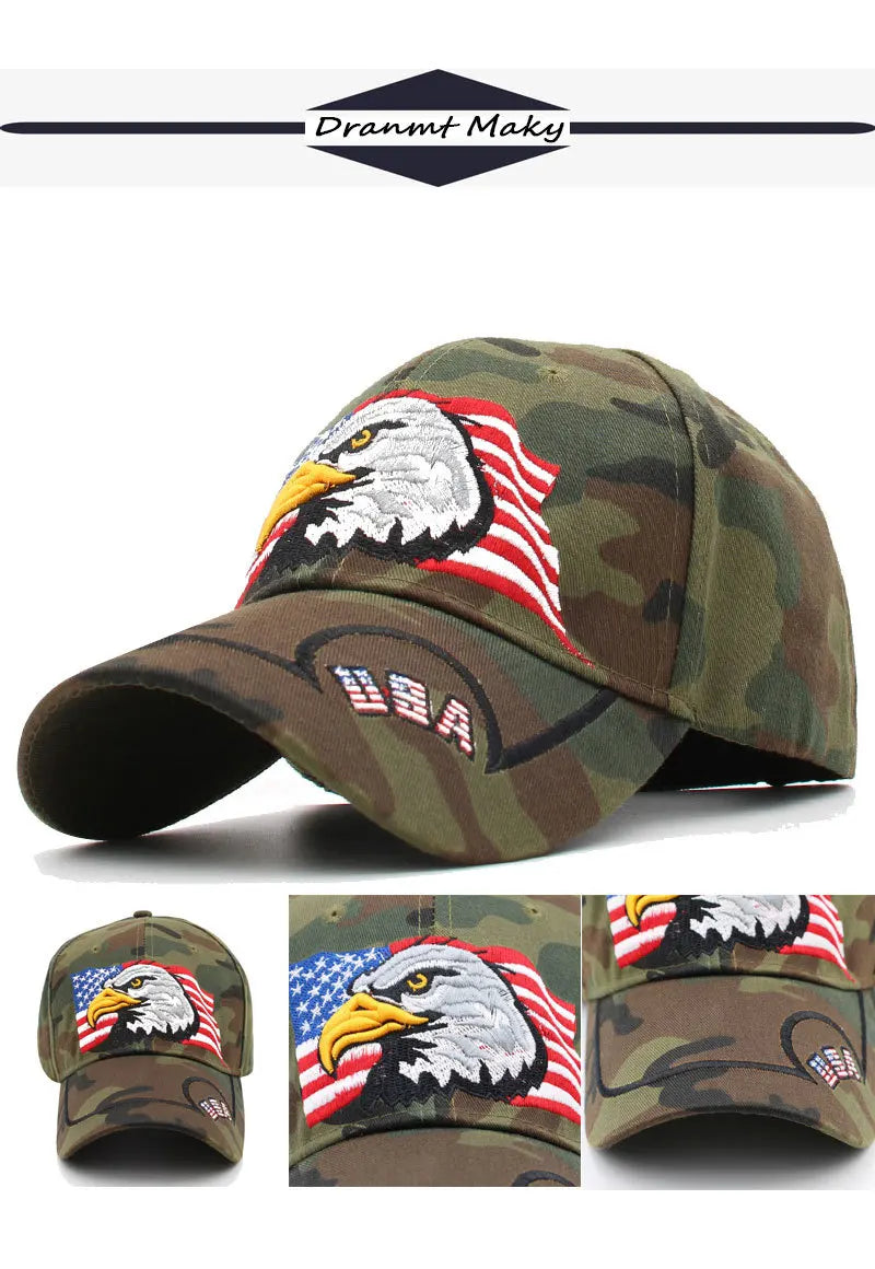 New Men's Animal Baseball Cap Patriotic Bald Eagle and American Flag Snapback Caps For Women USA 3D Embroidery Farm Trucker Hats