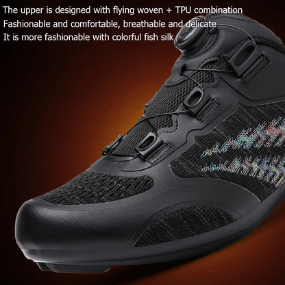 Sapatos de ciclismo MTB para homem e mulher T03 roxos respiráveis, de velocidade, autoblocantes, para ciclismo de estrada, corrida ao ar livre e treino